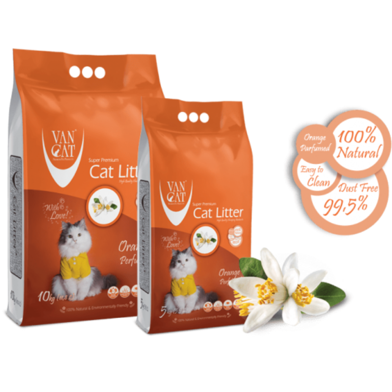VANCAT - LITIÈRE AGGLOMÉRANTE PARFUMÉ 10KG - ORANGE