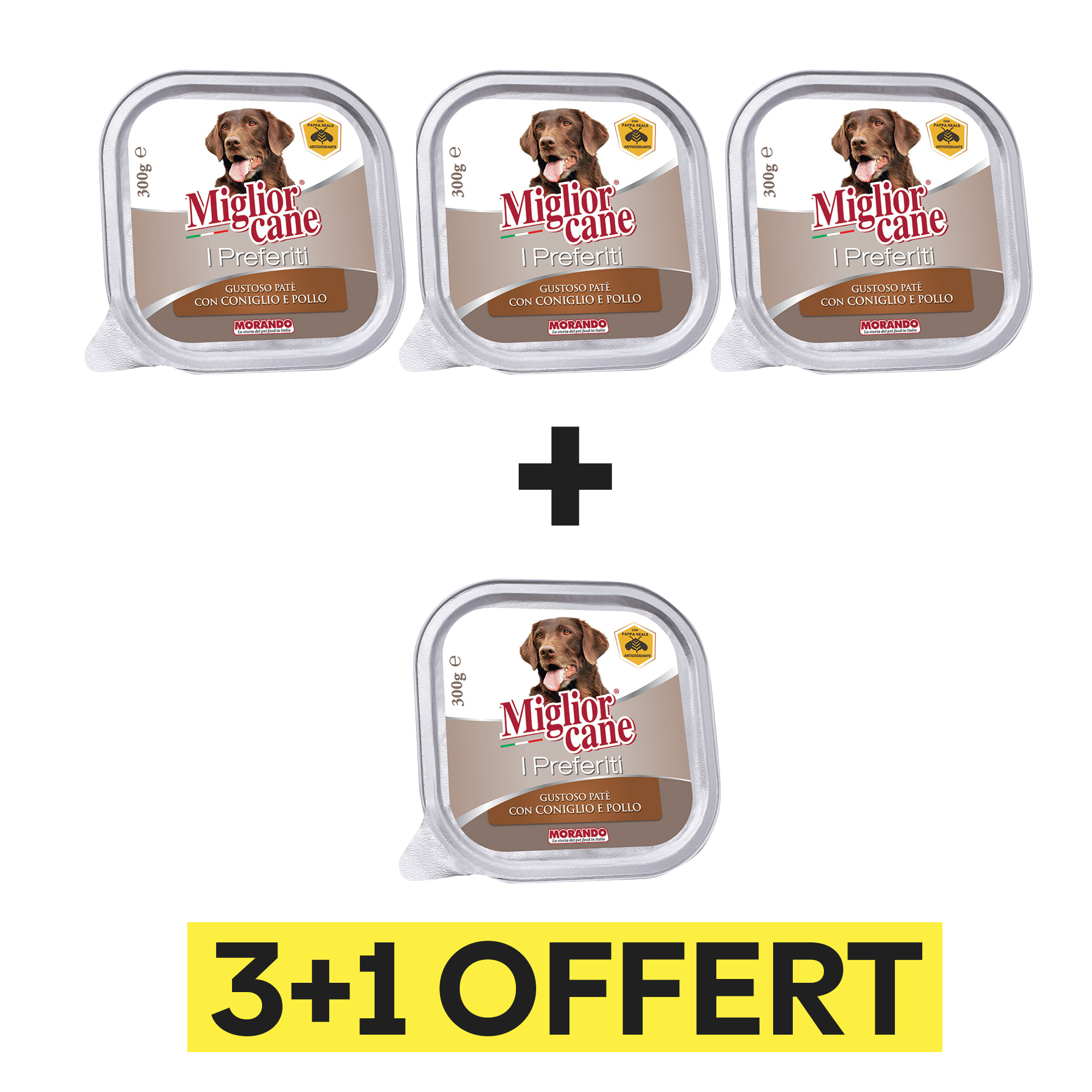 3 ACHETÉ = 1 OFFERT : MIGLIOR CANE BARQUETTE PÂTÉE LAPIN ET POULET 300 Gr