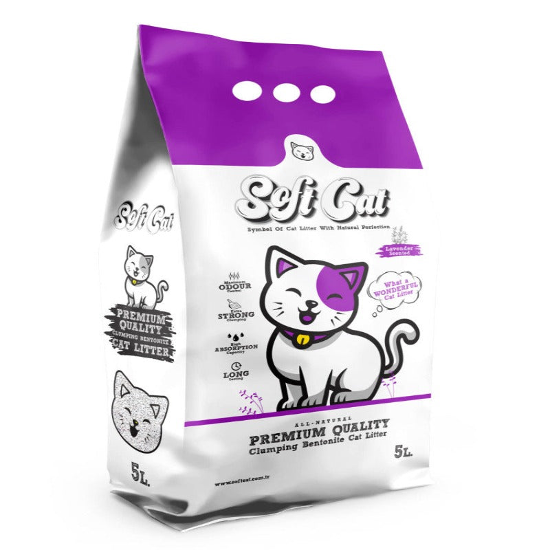 SOFT CAT LITIÈRE AGGLOMÉRANTE PARFUMÉ 5 L -LAVANDE-