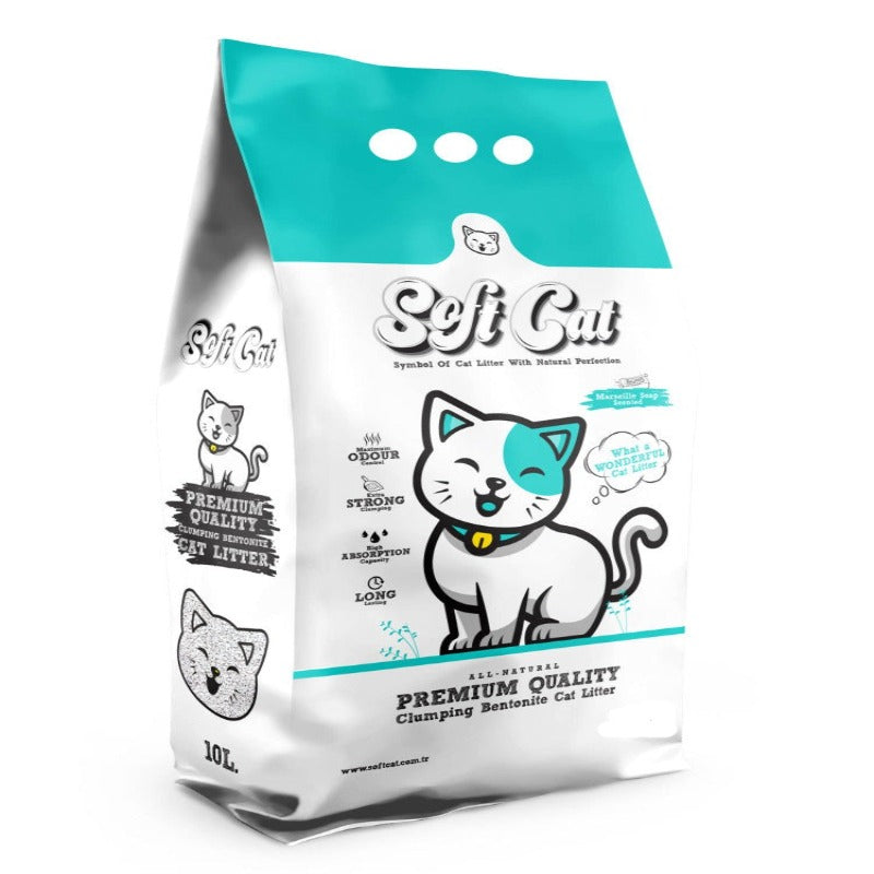 SOFT CAT LITIÈRE AGGLOMÉRANTE PARFUMÉ 5 L -SAVON DE MARSEILLE-