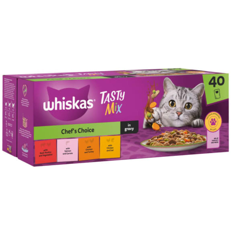 WHISKAS - PACK POCHON TASTY MIX EN SAUCE 40*85GR
