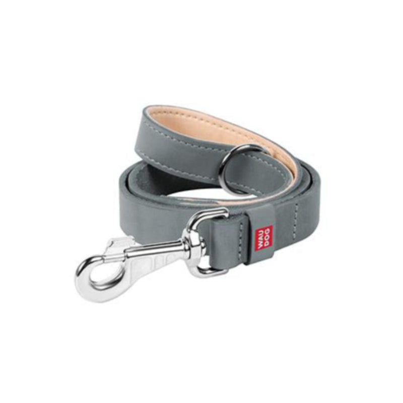 WAU DOG - LAISSE CUIR EN GRIS