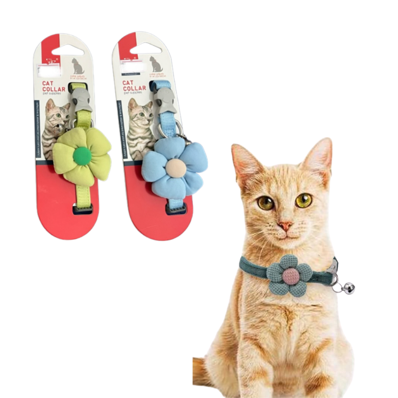 COLLIER CHAT AVEC FLEUR