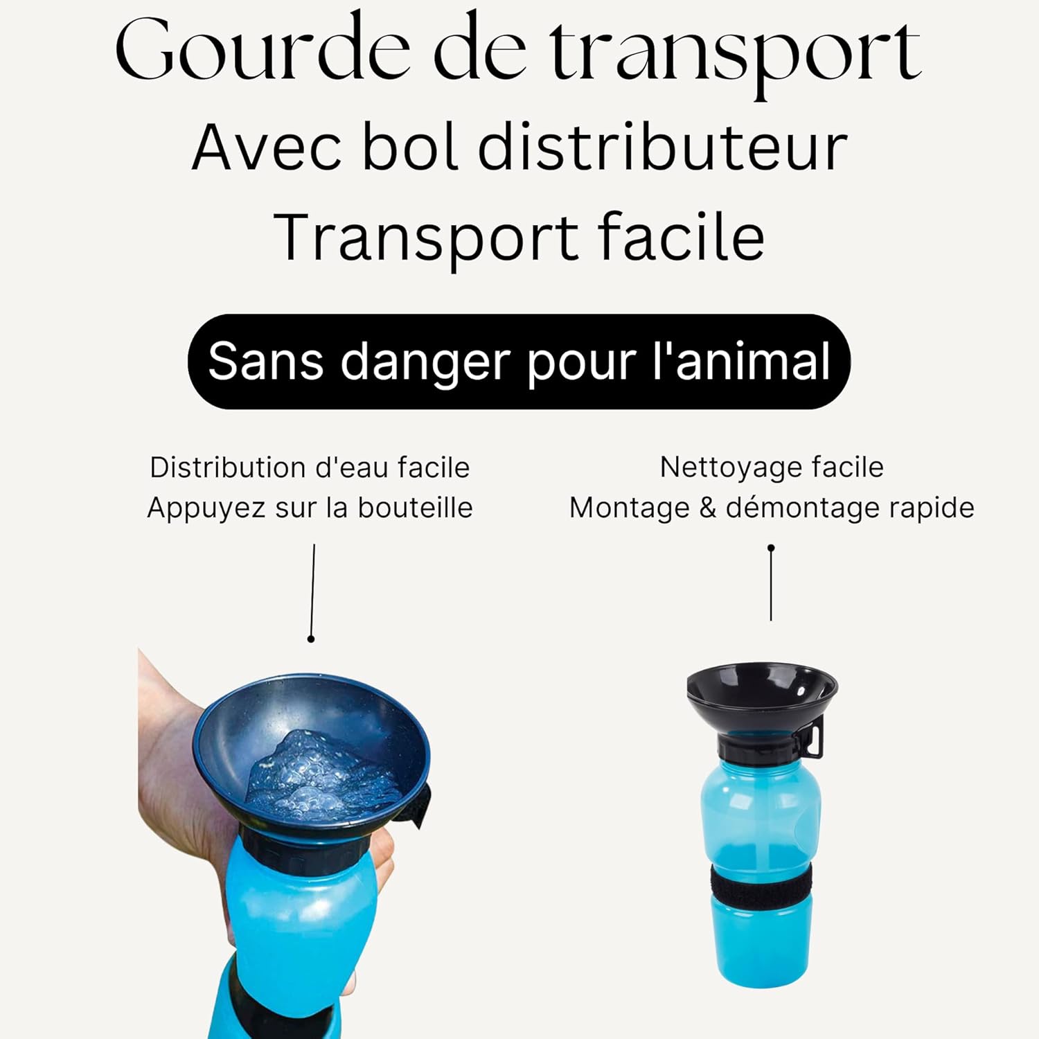 RECORD GOURDE / BOUTEILLE EAU AVEC BOL POUR CHIEN ET CHAT