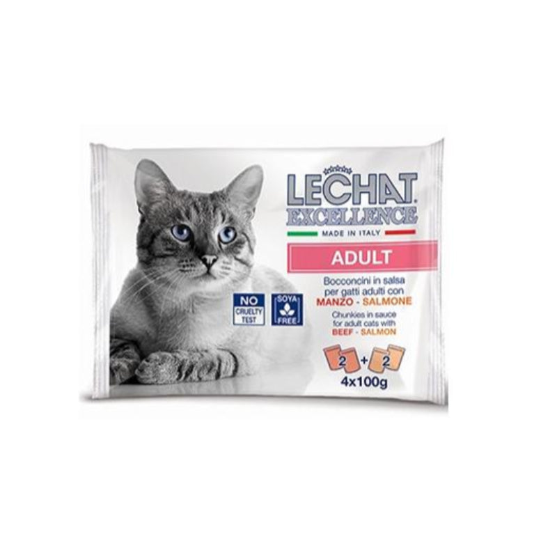 MULTIPACK LECHAT ADULTE BOEUF & SAUMON 4*100G