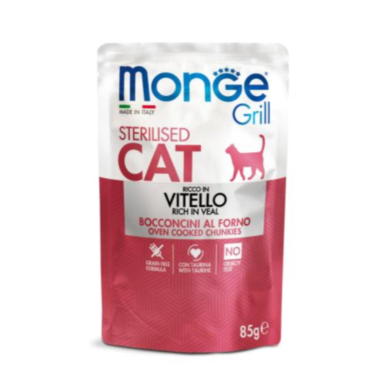 MONGE - POCHON CHAT STERILISE AU VEAU  85 GR