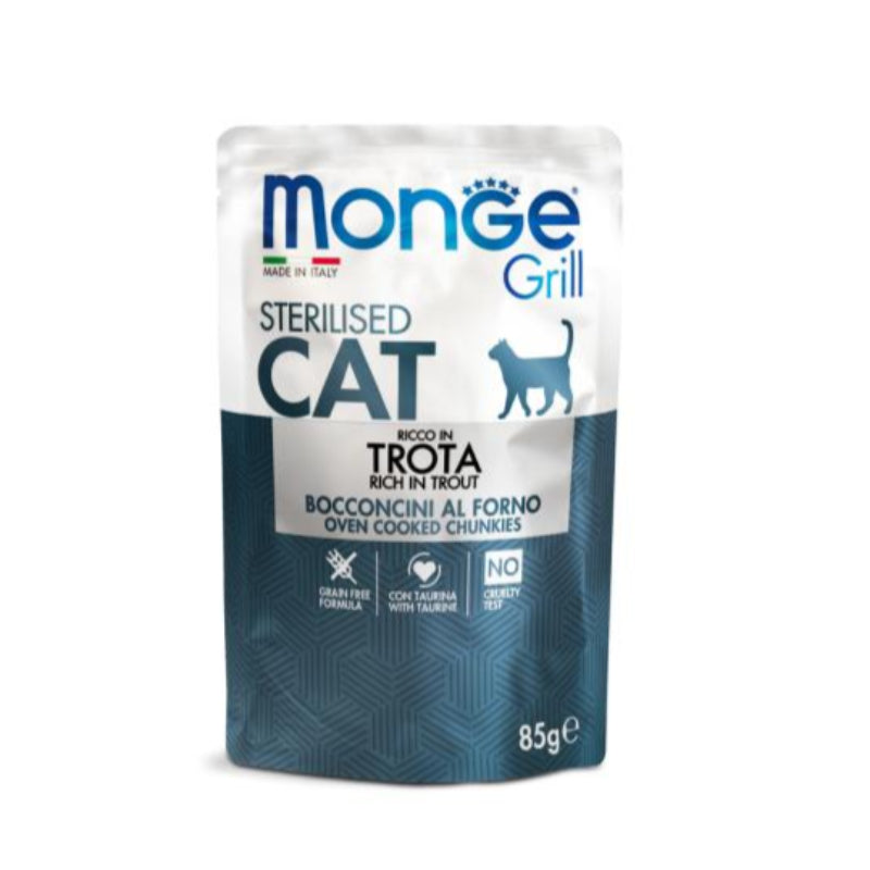 MONGE - POCHON CHAT STERILISE AU TROUT 85 GR
