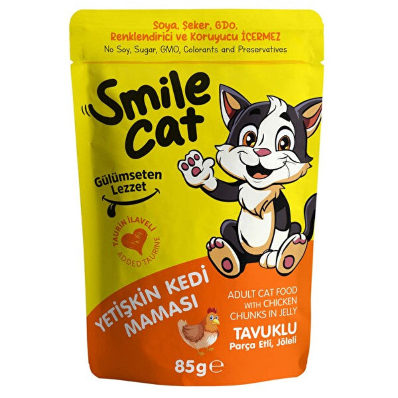 SMILE CAT - POCHON ADULTE CHAT AU POULET GELEE 85GR