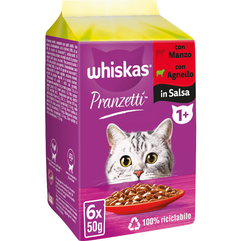 WHISKAS - PACK POCHON AU BOEUF  6 PCS  50GR