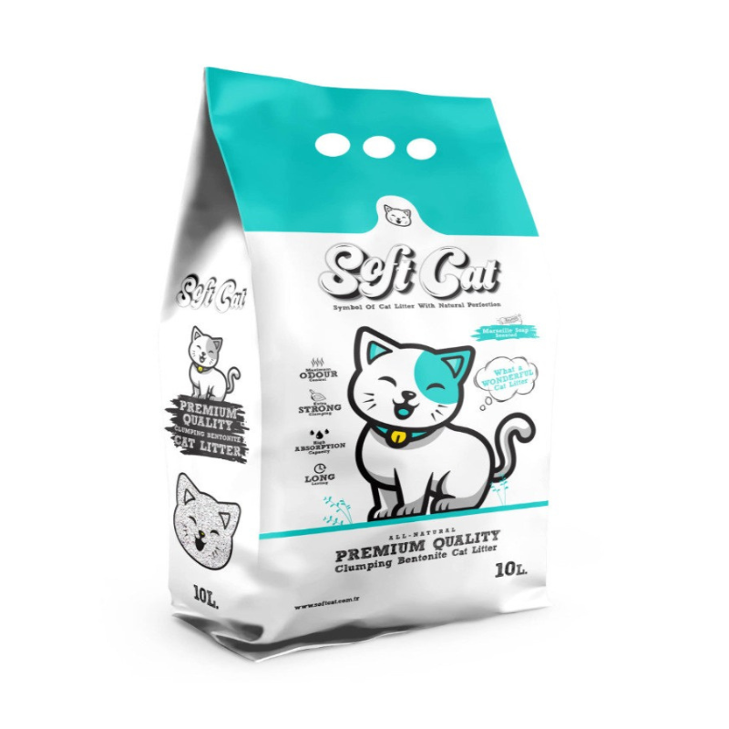 SOFT CAT LITIÈRE AGGLOMÉRANTE PARFUMÉ 10 L -SAVON DE MARSEILLE-