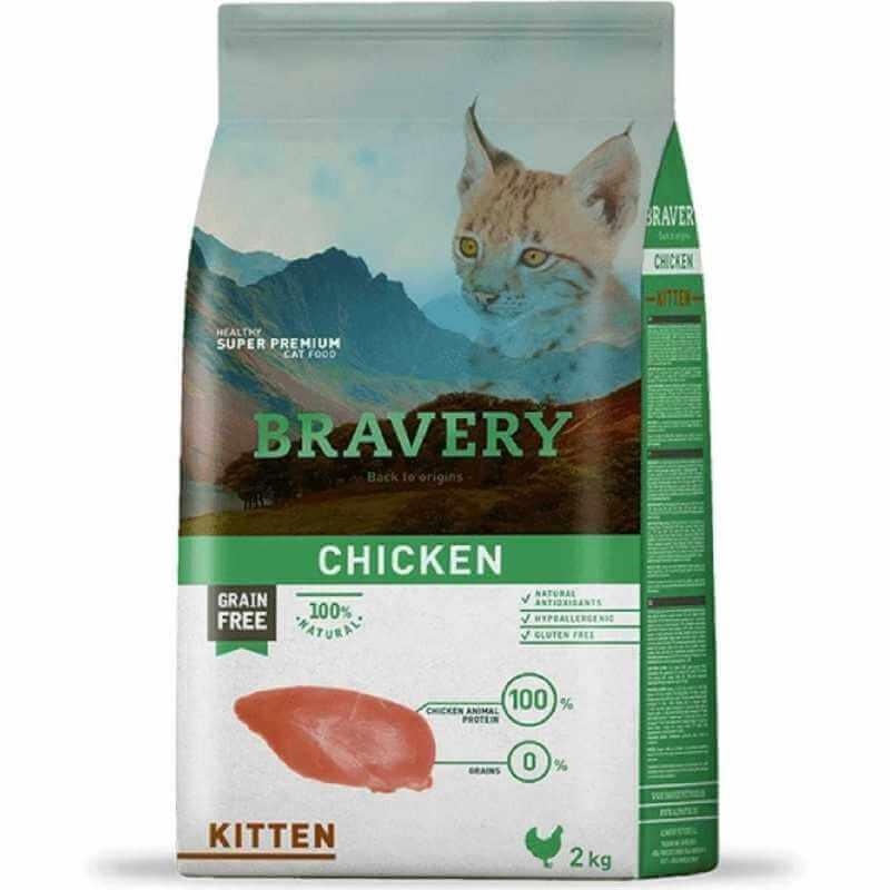 BRAVERY CHATON ADULTE STERELISE SANS CEREALES AU POULET  2 KG