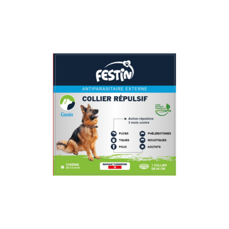 FESTIN  - COLLIER REPULSIF 3 MOIS POUR CHIEN