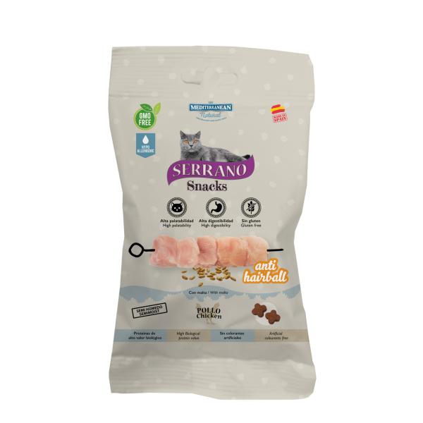 SERRANO SNACK POUR CHAT POULET ANTI HAIRBALL 50G
