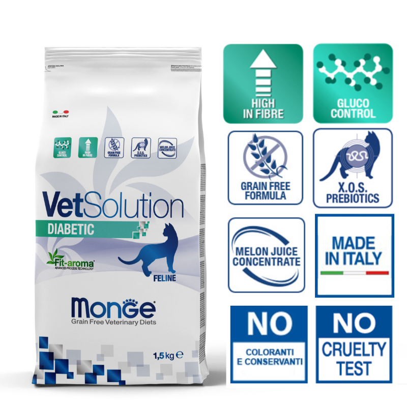 MONGE CROQUETTE VET DIABETIC POUR CHAT 1.5 KG