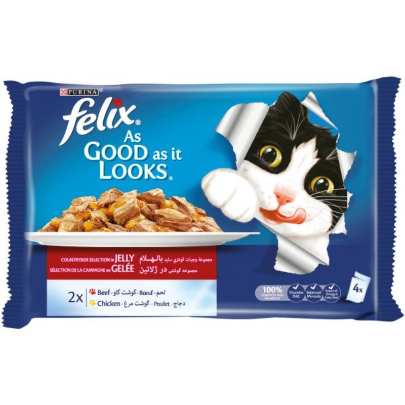 PURINA FELIX PACK X4 BOEUF ET POULET