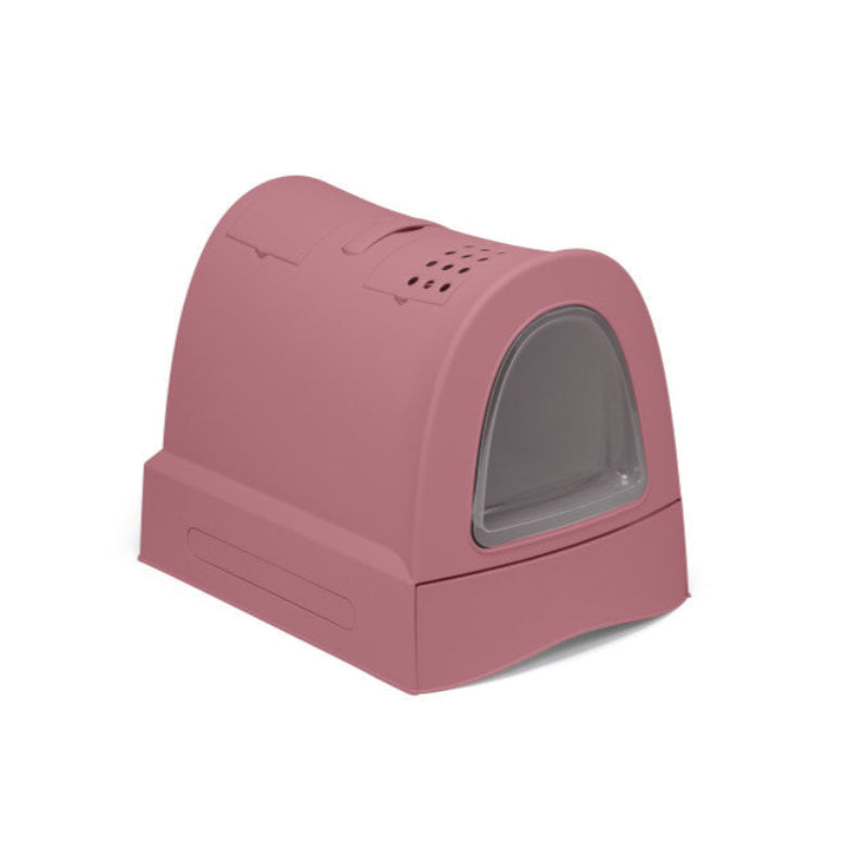MAISON DE TOILETTE ZUMA AVEC FILTRE ET TIROIR POUR CHAT ROSE FONCE