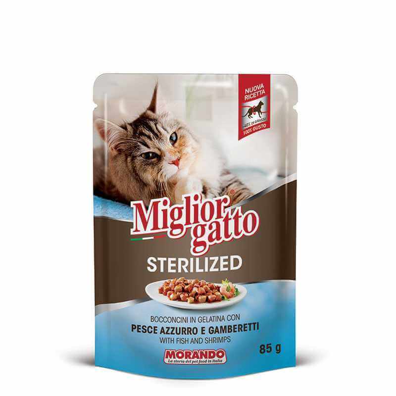 MIGLIOR GATTO - POCHON POUR CHAT STERILISE AU POISSON 85 Gr