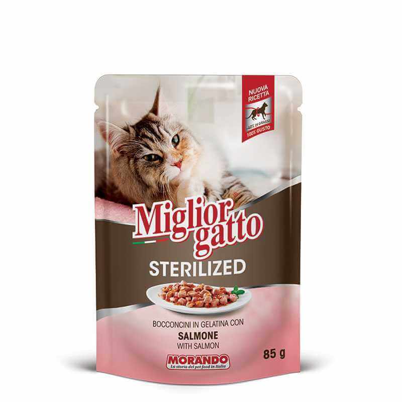 MIGLIOR GATTO - POCHON POUR CHAT STÉRILISÉ AU SAUMON 85 Gr