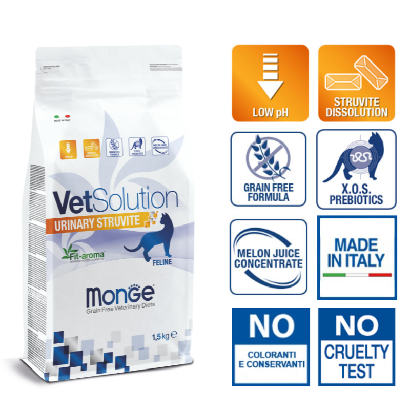 MONGE VET - CROQUETTES CHAT URINARY STRUVITE 1.5 KG